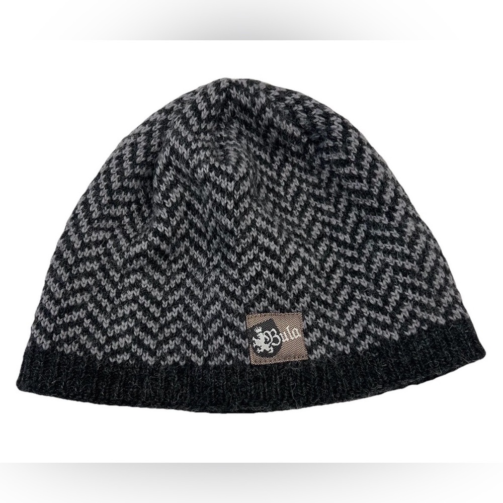 Bula Beanie Wool Alpaca Blend Zigzag Polartec Fleece Band Lined Logo